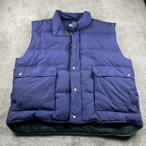 Vintage Down Woodlake Puffer Vest Mens XL Navy Blue Quilted Full Snap Pockets